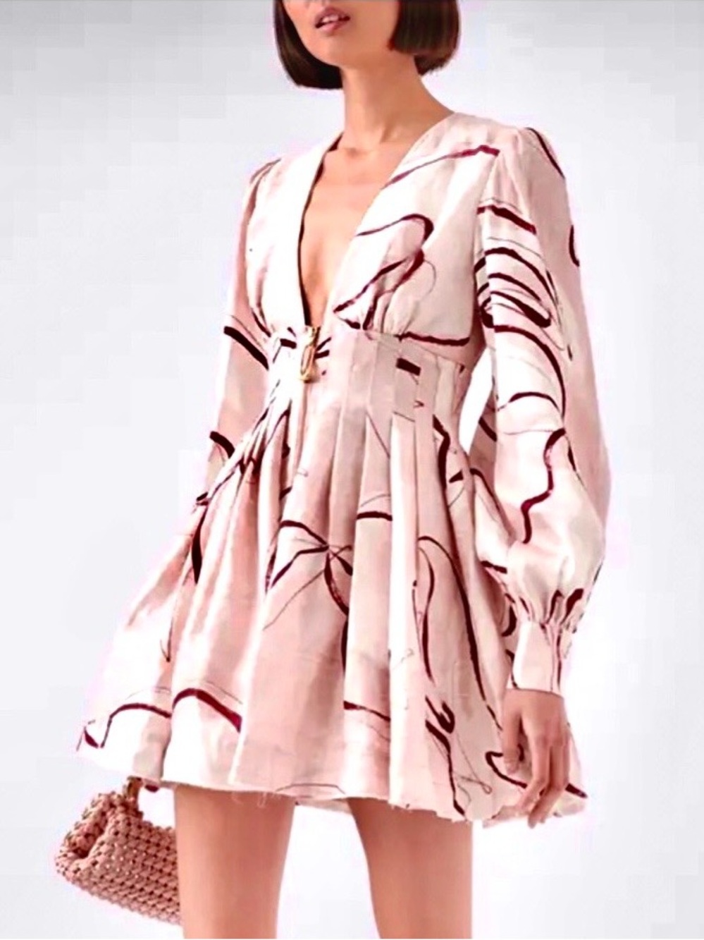 🌺🎉HP🎉🌺 NWT Aje Amelia Plunge Mini Dress Whimsical Dove - Picture 4 of 16